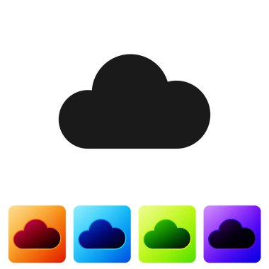 Siyah müzik akış hizmeti simgesi beyaz arka planda yalıtılmış. Ses bulut bilişim, online medya streaming, online şarkı, ses dalgası. Renk kare düğmelerinde simgeyi ayarlayın. Vektör Illustration