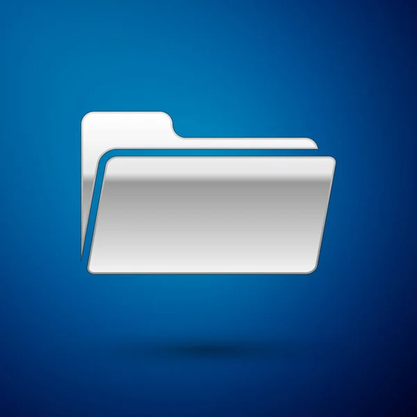 Silver Folder-ikonen isolerad på blå bakgrund. Vektor illustration — Stock vektor