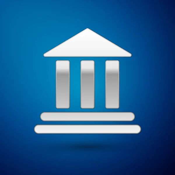 Silver bank byggnad ikon isolerad på blå bakgrund. Vektor illustration — Stock vektor