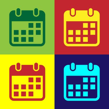 Renkli arka planlar üzerinde izole takvim simgesini renk. Düz tasarım. Vektör çizim
