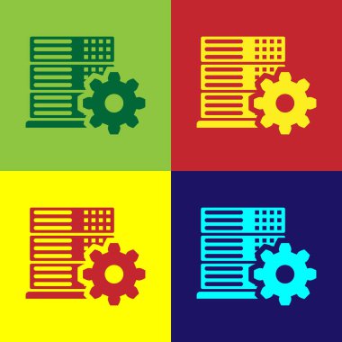 Sunucu ayarı simgesi üzerinde renkli arka planlar izole renk. Düz tasarım. Vektör çizim