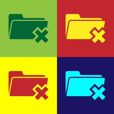 Sil Klasör simgesini renkli arka planlar üzerinde izole renk. Klasörü yeniden işleyip kullanı teneke. DELETE veya hata klasör. Bilgisayar bilgi klasörü kapatın. Düz tasarım. Vektör çizim