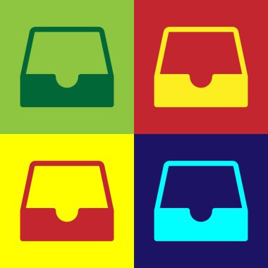 Renk sosyal medya gelen kutusu simgesini renkli arka planlar üzerinde izole. Sosyal ağ eleman, sembolü. Düz tasarım. Vektör çizim