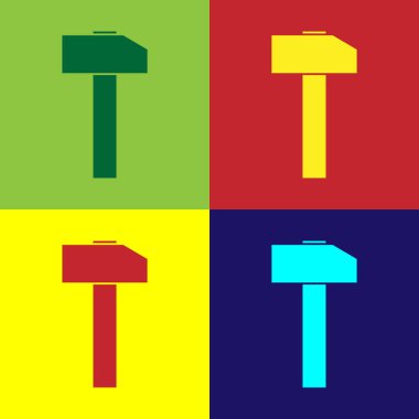 Renkli arka planlar üzerinde izole çekiç simge renk. Araç tamir için. Düz tasarım. Vektör çizim