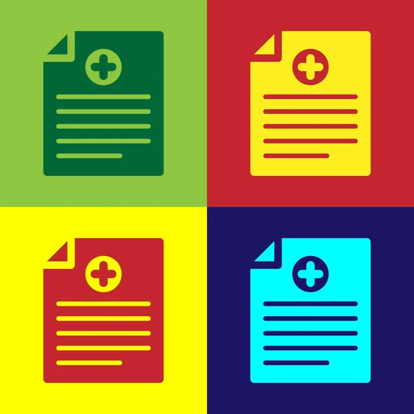 Barva lékařské schránka s klinické ikonu nahrávání izolované na barvu pozadí. Forma zdravotního pojištění. Předpis, lékařských označí zprávu. Vektorové ilustrace — Stockový vektor