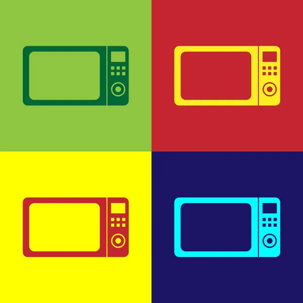 Colore Icona del forno a microonde isolata su sfondi a colori. Elettrodomestici icon.Vector Illustrazione — Vettoriale Stock