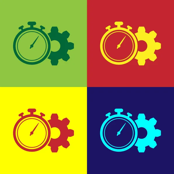 Barevná ikona Time Management izolované na barvu pozadí. Hodiny a gear znamení. Produktivita symbol. Vektorové ilustrace — Stockový vektor