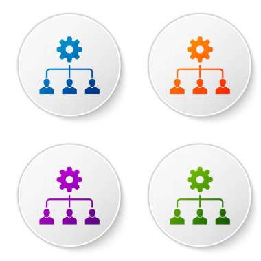 Beyaz arka plan üzerinde izole kurşun yönetimi simgesini renk. Renk simgesi daire düğmeleri ayarlayın. Vektör çizim