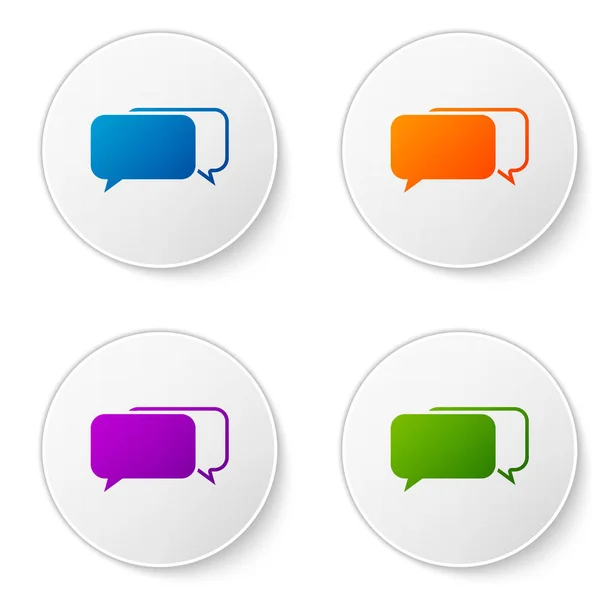 Icona Chat di colore isolata su sfondo bianco. Simbolo delle bolle vocali. Imposta l'icona a colori nei pulsanti del cerchio. Illustrazione vettoriale — Vettoriale Stock