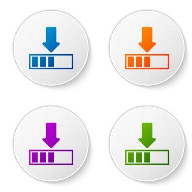 Renk yükleme simgesi beyaz arka plan üzerinde izole. Devam indir. İlerleme çubuğu simgesi. Renk simgesi daire düğmeleri ayarlayın. Vektör çizim