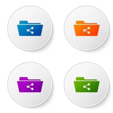 Beyaz arka plan üzerinde izole renk pay ağıl kutsal kişilerin resmi. Klasör paylaşımı. Klasör aktarımı işareti. Renk simgesi daire düğmeleri ayarlayın. Vektör çizim