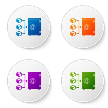 Renk beyaz arka plan üzerinde izole kazık simgesi kanıtı. Cryptocurrency Ekonomi ve Finans koleksiyonu. Simgeler daire düğmeleri ayarlayın. Vektör çizim