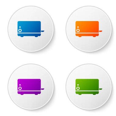 Beyaz arka planda izole renk tost simgesi. Daire düğmelerinde simgeleri ayarlayın. Vektör Illustration