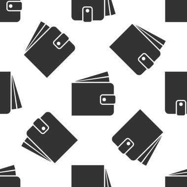 Gri cüzdan simgesi izole Dikişsiz desen beyaz arka plan üzerinde. Vektör çizim