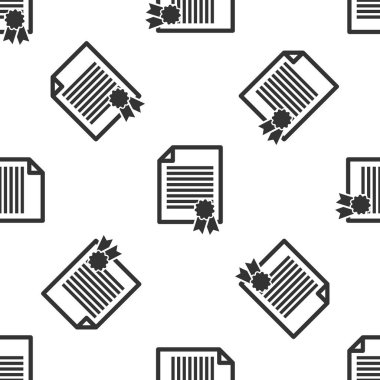 Gri sertifika şablon simgesi izole Dikişsiz desen beyaz arka plan üzerinde. Derecesi simgesi. Başarı, ödül, grant, diploma kavramları. İş başarı sertifikası. Vektör çizim