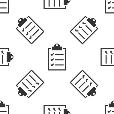 Gri pano ile denetim listesi simgesini izole Dikişsiz desen beyaz arka plan üzerinde. Vektör çizim