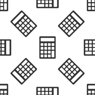 Gri hesap makinesi simge izole Dikişsiz desen beyaz arka plan üzerinde. Muhasebe sembolü. İşletme hesaplamalar matematik eğitimi ve Finans. Vektör çizim