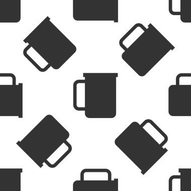 Gri kahve Kupası düz simgesi izole Dikişsiz desen beyaz arka plan üzerinde. Çay bardağı. Sıcak bir içecek kahve. Vektör çizim