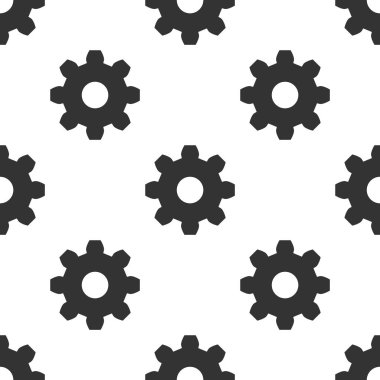Gri dişli simgesini izole Dikişsiz desen beyaz arka plan üzerinde. Dişli Dişli ayarları işareti. COG sembolü. Vektör çizim