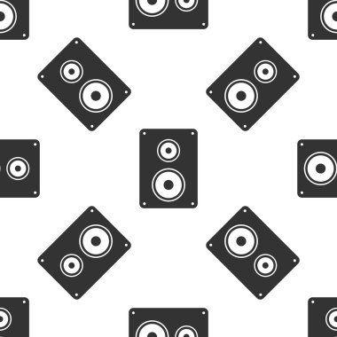 Gri Stereo Hoparlör simgesi izole Dikişsiz desen beyaz arka plan üzerinde. Ses sistemi hoparlör. Müzik simgesi. Müzikal sütun hoparlör bas ekipman. Vektör çizim