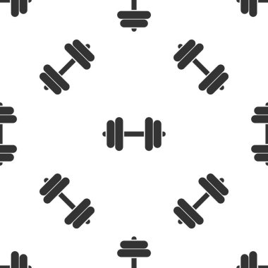 Gri Dumbbell simgesi izole Dikişsiz desen beyaz arka plan üzerinde. Kaldırma simgesini, fitness halter, spor salonu simgesi, spor ekipmanları sembolü, egzersiz bumbbell kas. Vektör çizim