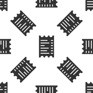 Gri kağıt kontrolü ve mali kontrol ikonu beyaz arka planda kusursuz desen izole etti. Kağıt baskı çeki, makbuz ya da fatura. Vektör İllüstrasyonu