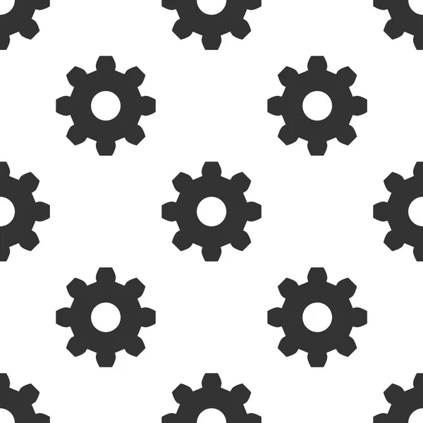 Ícone de engrenagem cinza isolado padrão sem costura no fundo branco. Cogwheel sinal de configurações de engrenagem. Símbolo Cog. Ilustração vetorial —  Vetores de Stock