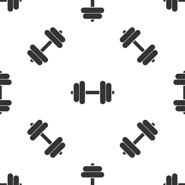 Ícone Dumbbell cinza isolado padrão sem costura no fundo branco. Ícone de levantamento muscular, barra de fitness, ícone de ginásio, símbolo de equipamento esportivo, bumbbell exercício. Ilustração vetorial — Vetor de Stock