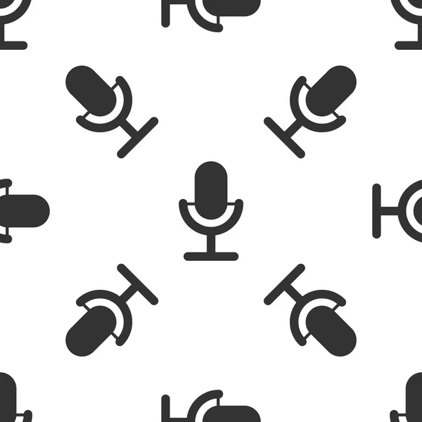 Grey Microphone icon isolated seamless pattern on white background. On air radio mic microphone. Speaker sign. Vector Illustration — Stock Vector