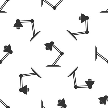 Gri masa lambası simgesi izole Dikişsiz desen beyaz arka plan üzerinde. Masa ofis lambası. Vektör çizim