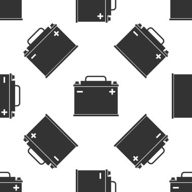 Gri araba pil simgesi izole Dikişsiz desen beyaz arka plan üzerinde. Akü pil enerji güç ve elektrik Akü pil. Vektör çizim