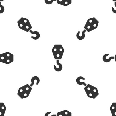 Endüstriyel gri beyaz arka plan üzerinde simge izole seamless modeli kanca. Vinç kanca simgesi. Vektör çizim