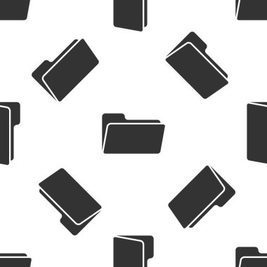 Gri klasör simgesi izole Dikişsiz desen beyaz arka plan üzerinde. Vektör çizim