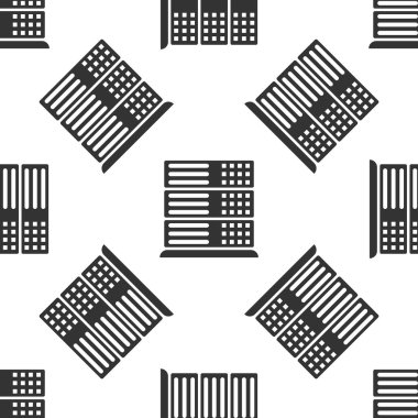 Gri Sunucu, Data, Web Ev Sahipliği simgesi izole edilmiş beyaz arkaplandaki kusursuz desen. Vektör İllüstrasyonu