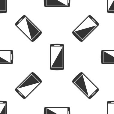 Gri Smartphone, cep telefonu simgesi beyaz zemin üzerine Dikişsiz desen izole. Vektör çizim