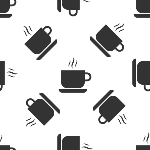 Gris taza de café icono aislado patrón sin costura sobre fondo blanco. Taza de té. Café caliente. Ilustración vectorial — Archivo Imágenes Vectoriales