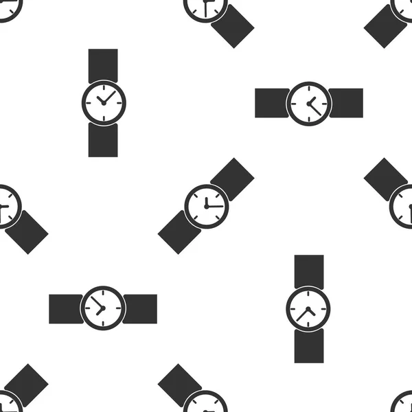 Szürke Wrist watch ikon elszigetelt varrat nélküli mintát fehér háttér. Karóra ikonra. Vektoros illusztráció — Stock Vector