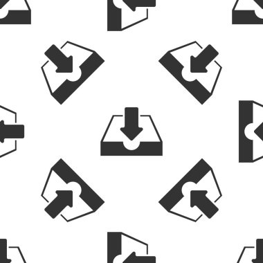 Grey Download inbox icon isolated seamless pattern on white background. Vector Illustration