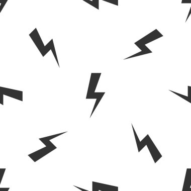 Grey Lightning Bolt simgesi beyaz arka planda yalıtılmış Dikişsiz desen. Flaş simgesi. Flaş simgesini şarj edin. Gök gürültüsü cıvatası. Aydınlatma saldırısı. Vektör Illustration