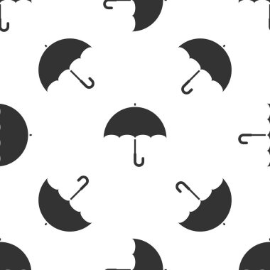 Gri şemsiye simgesi beyaz arka planda izole Dikişsiz desen. Vektör Illustration