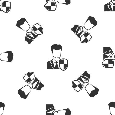 Gri Kullanıcı koruma simgesi beyaz arka planda yalıtılmış Dikişsiz desen. Güvenli Kullanıcı girişi, parola korumalı, kişisel veri koruması, kimlik doğrulama simgesi. Vektör Illustration