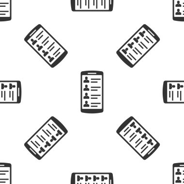 Beyaz arka planda ekran simgesi yalıtılmış Dikişsiz desen kişileri ile gri smartphone. Gelen arama. Telefon ekranında insanlar. Arama iletişim. Vektör Illustration