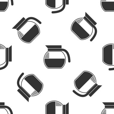 Gri kahve kabı simgesi beyaz arka planda yalıtılmış Dikişsiz desen. Vektör Illustration