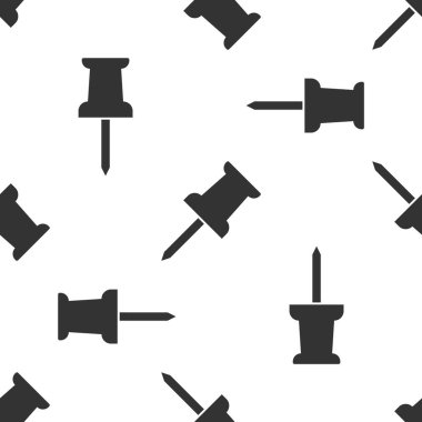 Gri Push pin simgesi izole Dikişsiz desen beyaz arka plan üzerinde. Parmak izleri işareti. Vektör Illustration