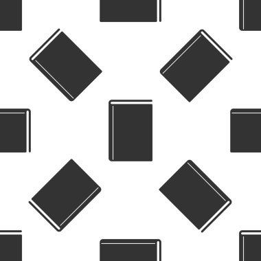 Gri kitap simgesi beyaz arka planda yalıtılmış Dikişsiz desen. Vektör Illustration