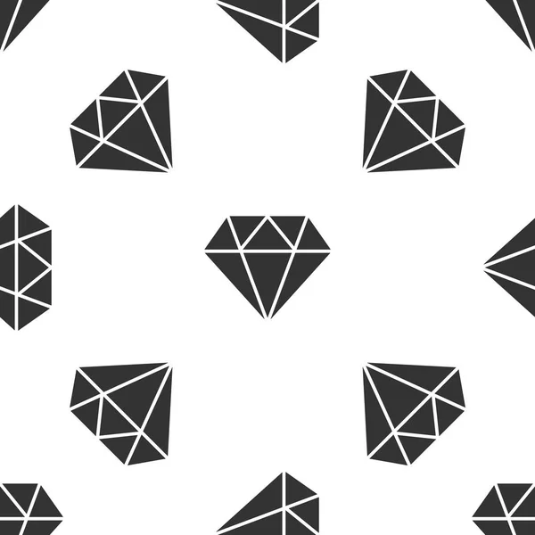 Signo de diamante gris aislado patrón sin costura sobre fondo blanco. Símbolo joyería. Piedra de gema. Ilustración vectorial — Vector de stock