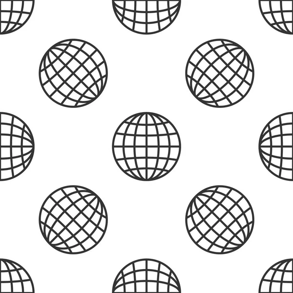 Ícone do globo terrestre cinza isolado padrão sem costura no fundo branco. Ilustração vetorial —  Vetores de Stock
