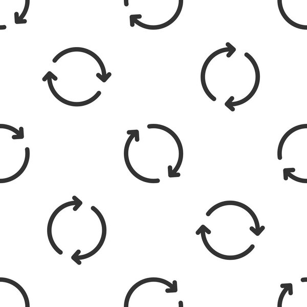 Grey Refresh icon isolated seamless pattern on white background. Reload symbol. Rotation arrows in a circle sign. Vector Illustration