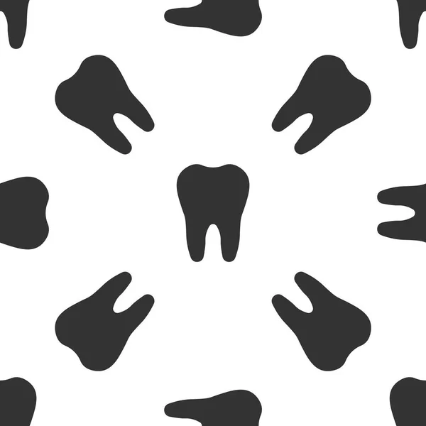 회색 치아 아이콘 흰색 배경에 고립 된 완벽 한 패턴입니다. 치과 진료소 또는 치과 의사 의료 센터 및 치약 패키지에 대 한 치아 기호입니다. 벡터 일러스트 — 스톡 벡터