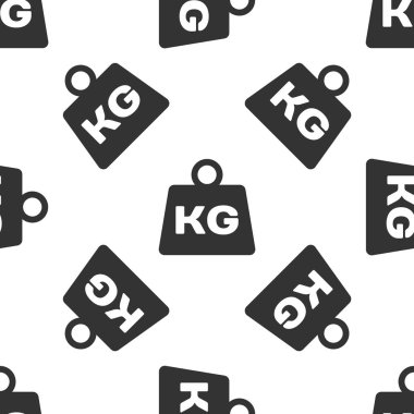 Gri Ağırlık simgesi beyaz arka planda yalıtılmış Dikişsiz desen. Kilo kaldırma ve ölçek için kilogram ağırlık bloğu. Kitle sembolü. Vektör Illustration